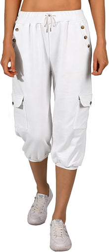 TOMEEK Capri Trousers Women's Jogging Bottoms 3/4 Sports Trousers Summer Leisure Trousers Sweatpants Shorts Plain Baggy Drawstring Waist Yoga Trousers Training Trousers with Side Pockets View 2