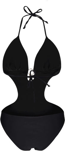 heekpek One Piece Swimsuit Women's V-Neck Sexy Halterneck Bikini Cut Out Triangle Swimwear Women View 4