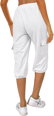 TOMEEK Capri Trousers Women's Jogging Bottoms 3/4 Sports Trousers Summer Leisure Trousers Sweatpants Shorts Plain Baggy Drawstring Waist Yoga Trousers Training Trousers with Side Pockets View 4