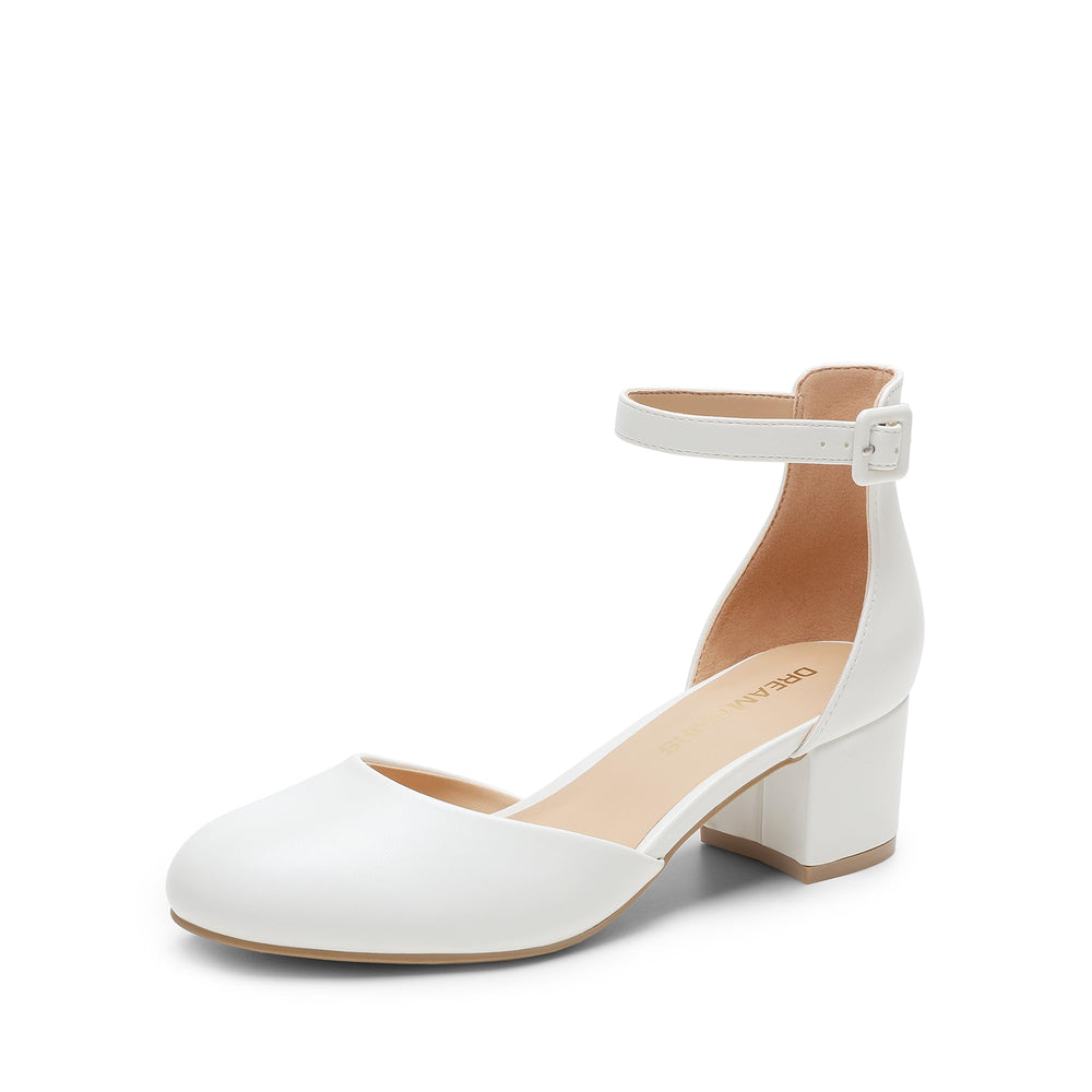 DREAM PAIRS Womens Low Block Heel Ankle Strap Chunky Heel Pumps - Ideal for Festive Occasions, Weddings, Office and Party | Knöchelriemen und klobigem Absatz – ideal für festliche Anlässe, Hochzeiten, Büro und Party