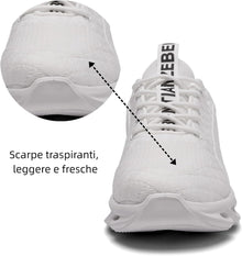 Men's trainers, sports shoes, running shoes, tennis trainers, leisure, lightweight, breathable, white, 43 View 3