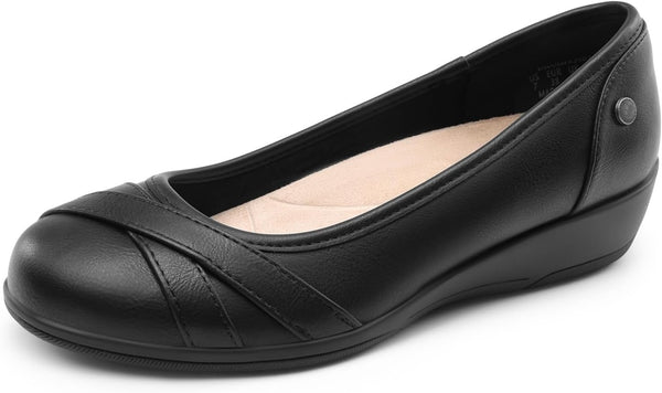 DREAM PAIRS Ballet Flats Women's Business Comfortable Elegant | Soft faux leather, durable, comfortable cushioning, arch support, non-slip sole, 3.8 cm wedge heel, elegant and versatile