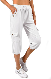 TOMEEK Capri Trousers Women's Jogging Bottoms 3/4 Sports Trousers Summer Leisure Trousers Sweatpants Shorts Plain Baggy Drawstring Waist Yoga Trousers Training Trousers with Side Pockets View 1