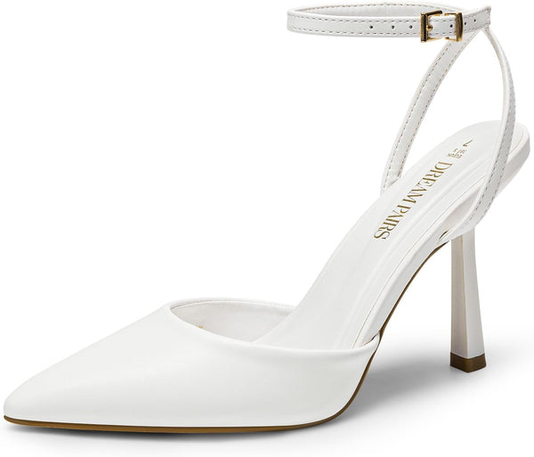 DREAM PAIRS High Heels Lace Pumps | Ankle Strap and Stiletto Heel Elegant Bridal Shoes Evening Shoes Party Bridal Shoes for Women