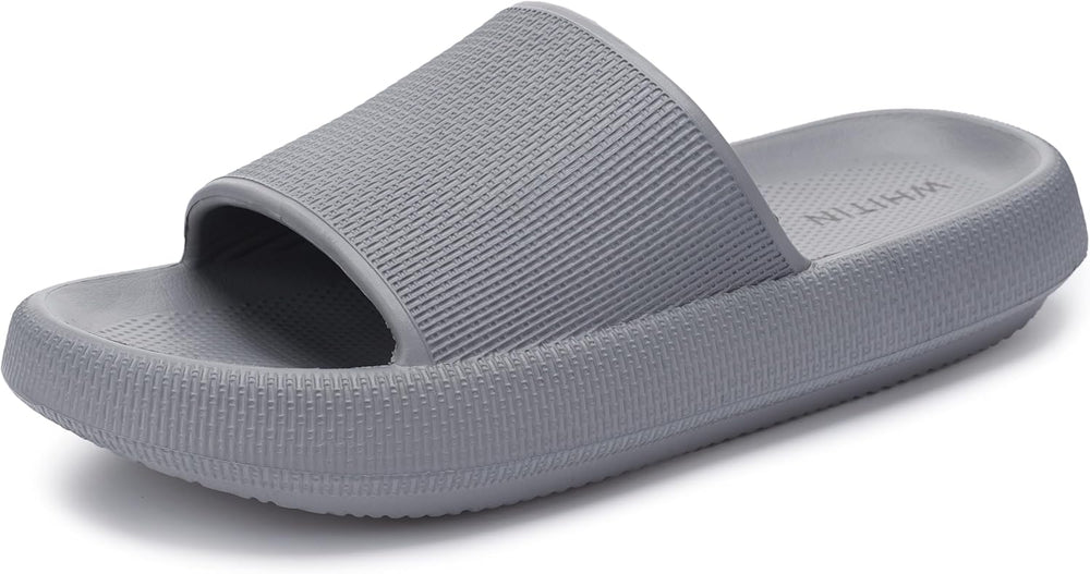 WHITIN Damen Sandalen Hausschuhe Badelatschen Badeschuhe Hellgrau 39.5 | 4CM Rutschfeste EVA Dicke Sohle für Sommer Schwimmbad Badezimmer und Urlaub, Rutschfest Schnelltrocknend & Pflegeleicht