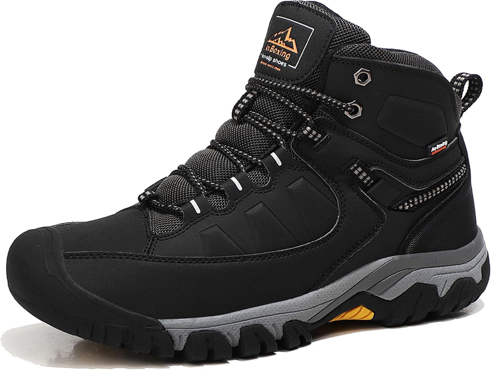 AX BOXING Men’s Winter Shoes, Lined Winter Boots, Warm Hiking Shoes, Outdoor Winter Boots, Non-Slip Hiking Boots, Snow Boots, Trekking Shoes, EU 41–46, Light black