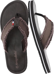 AX BOXING Flip Flops Men's Toe Separator Non-Slip Leather Flip Flops Sandals Beach Pool 41-46 EU View 1