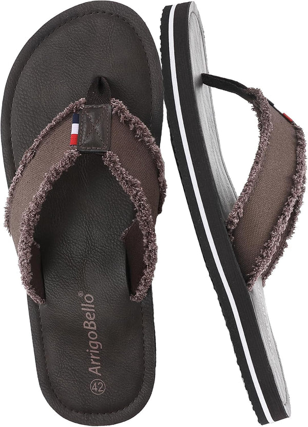 AX BOXING Flip Flops Men's Toe Separator Non-Slip Leather Flip Flops Sandals Beach Pool 41-46 EU