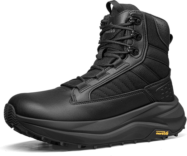 NORTIV 8 Mens Military Tactical Wide Toe Box | Non-slip military boots barefoot hiking shoes with low side zip motorcycle combat boots work shoes
